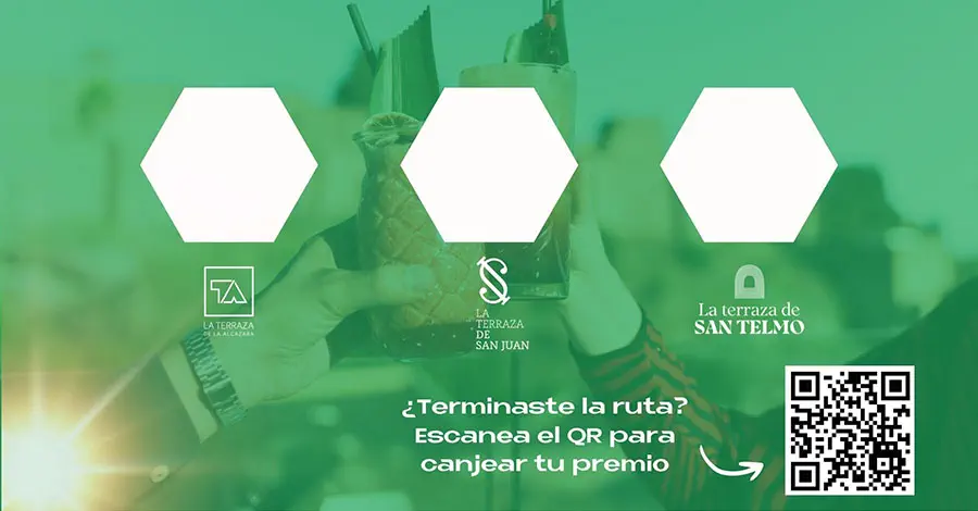 Tarjeta de ruta de cocteles veraniego, en tu consumición cada terraza debe sellar tu tarjeta.